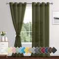 XWZO Sheer Curtains 95 Inches Long for Living Room with Tiebacks, Soft & Lightweight Grommet Voile Window Curtains for Bedroom, Kitchen, Basement, Olive Green, Set of 2 Panels, 52 x 95 Inches Long