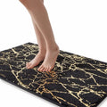 QJHOMO Marble Bathroom Rug Black and Gold Decor Bathroom Rugs Non Slip Bath Mat Super Absorbent Microfiber Plush Bathmat Machine Washable Floor Carpet for Tub, Shower, Bedroom (24x36 inch)