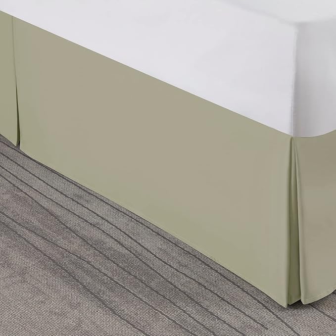 Nestl Green Bed Skirt Queen Size - Queen Bed Skirt 14 Inch Drop - Brushed Microfiber Bed Skirts - Hotel Quality Pleated Bed Skirt - Shrinkage & Fade Resistant