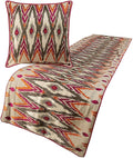 The HomeCentric King Queen Twin Multi Color & Pink Luxury CA King 86"x18" Bed Runner Without Pillow Cover, Embroidered & Beaded Bed Scarf on Cotton Linen Fabric - My Ikat Love