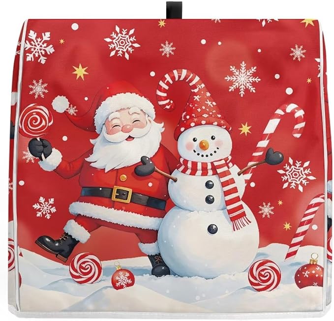 Santa Claus Mixer Cover for Kitchen Aid 6-8 Quart Stand Mixers, Universal Kitchen Appliance Dust Cover Washable Dustproof Cloth Cover with Pocket for Kitchenware Gift for Christmas
