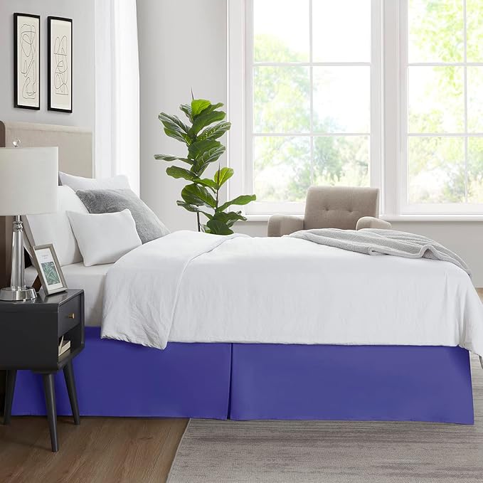Nestl Royal Blue Bed Skirt Cal King Size - Cal King Bed Skirt 14 Inch Drop - Brushed Microfiber Bed Skirts - Hotel Quality Pleated Bed Skirt - Shrinkage & Fade Resistant