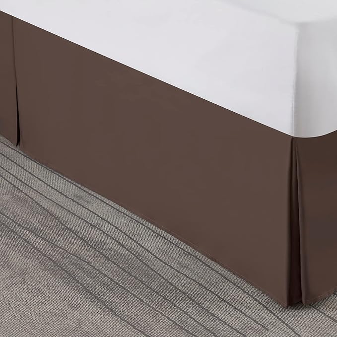 Nestl Dark Brown Full XL Bed Skirt - Full XL Size Bed Skirt 14 Inch Drop - Brushed Microfiber Bed Skirts - Hotel Quality Pleated Bed Skirt - Shrinkage & Fade Resistant