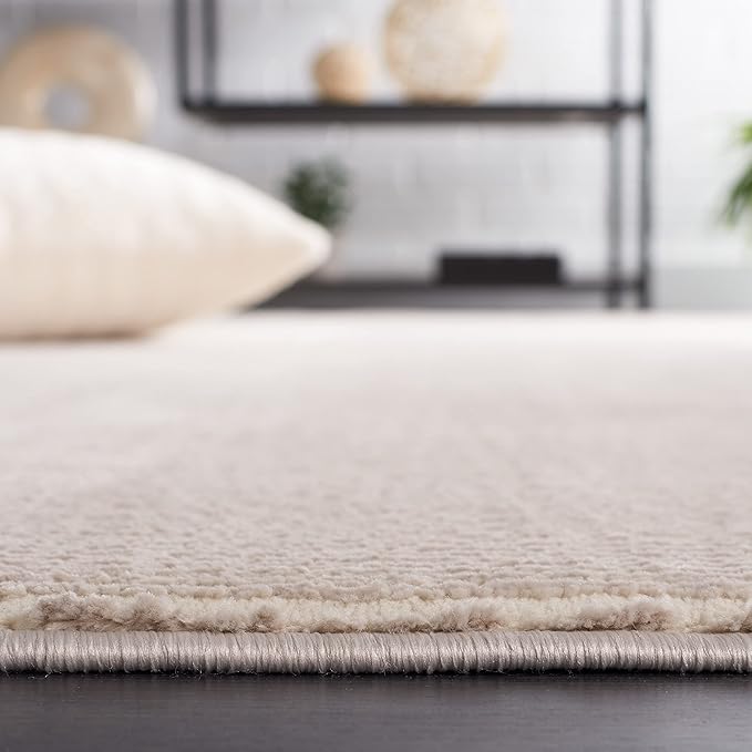 SAFAVIEH Revive Collection Area Rug - 6'7" Square, Beige, Solid Design, Non-Shedding & Easy Care, Ideal for High Traffic Areas in Living Room, Bedroom (REV102B)