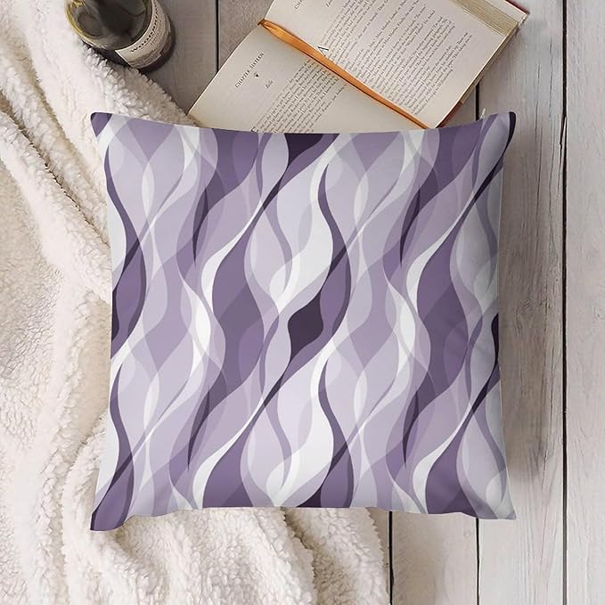 Lavender Throw Pillow Covers Modern Purple and Grey Striped Decorations for Bedroom Living Room Farmhouse Sofa Pillows Bed Couch 22x22 Inch