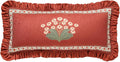 Rectangle Throw Pillow Covers,Red Cozy Velvet with Leaves and Floral Pattern Pillowcases,Decoration Long Lumbar Pillows Cushion Covers for Living Room Couch Sofa Bed Car Chair,12"x28"