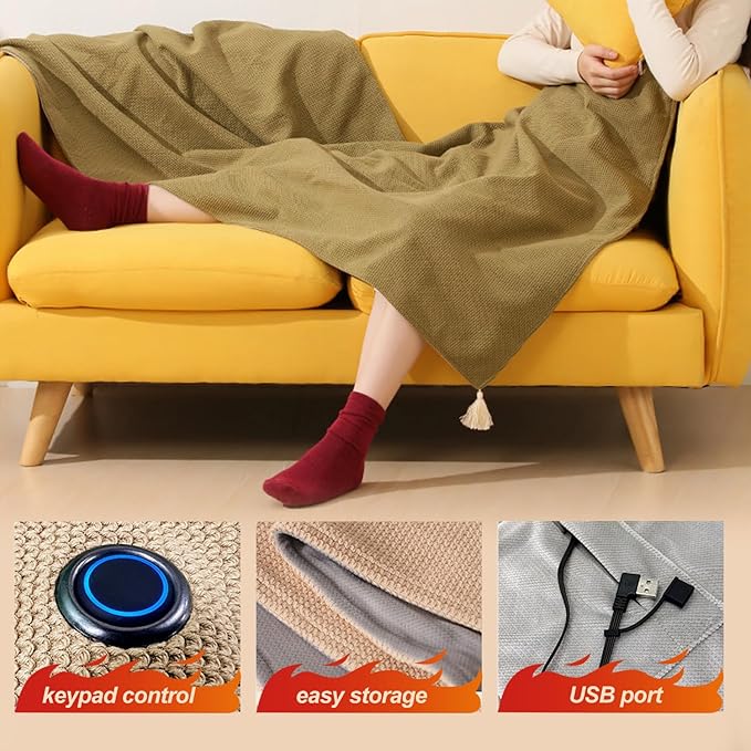Portable Heated Shawl, 2026 New Portable Heated Blanket Shawl Wraps for Women, Cordless Heated Blanket with 3 Heating Levels for Home Camping Travel (Green)