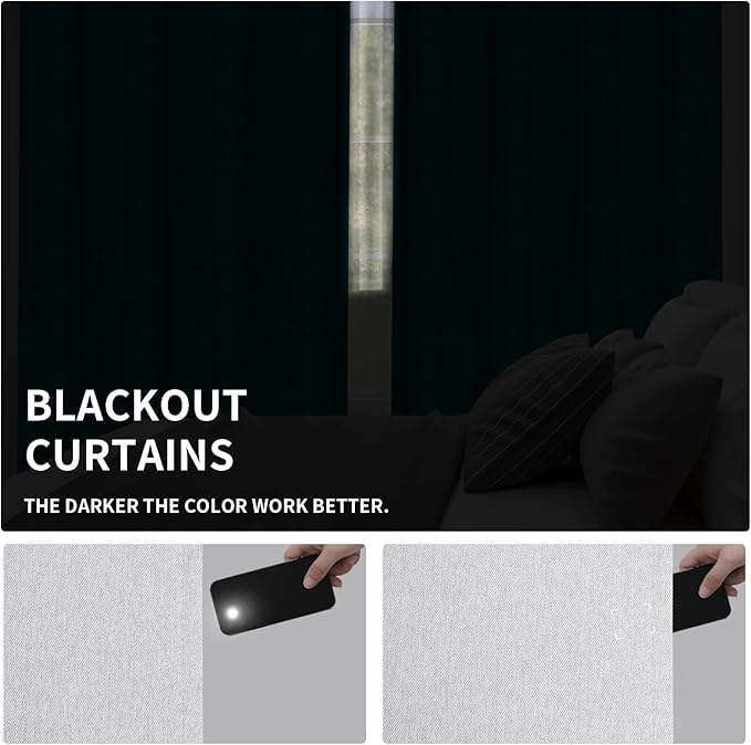 Easy-Going Linen Look Blackout Curtain Grommet Window Curtain Drapes for Bedroom, Living Room Thermal Insulated Room Darkening (2 Panels, 52x84 inch, Greyish White)