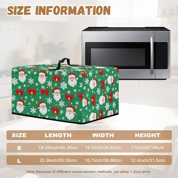Microwave Oven Dust Cover, Christmas Santa Claus Heat-Resistant Waterproof Polyester Fabric Protection for Toaster Oven Air Fryer Dust Cover for Microwaves Ovens Machine Washable
