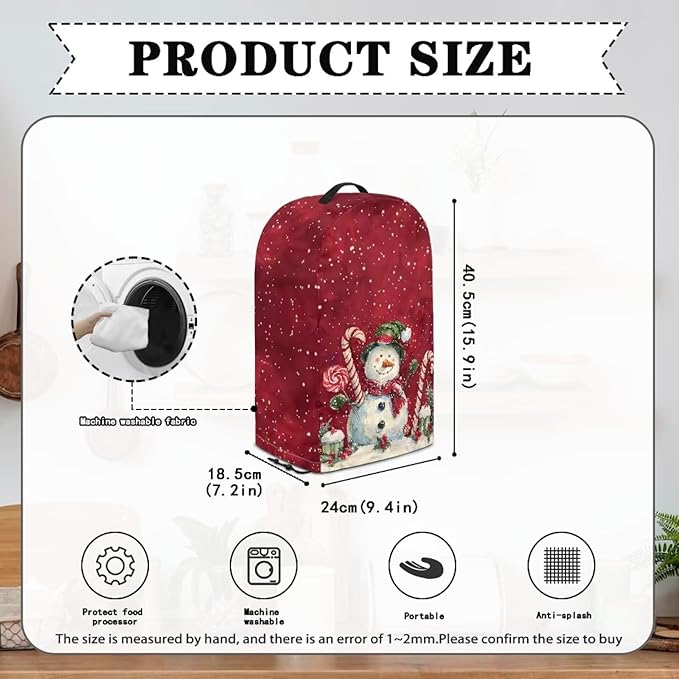Christmas Blender Dust Cover Stand Mixer or Coffee Maker Appliance Covers with Drawstring Anti Fingerprint Polyester Dust Proof Stain Resistant Blender Cover for Kitchen, Snowman Print