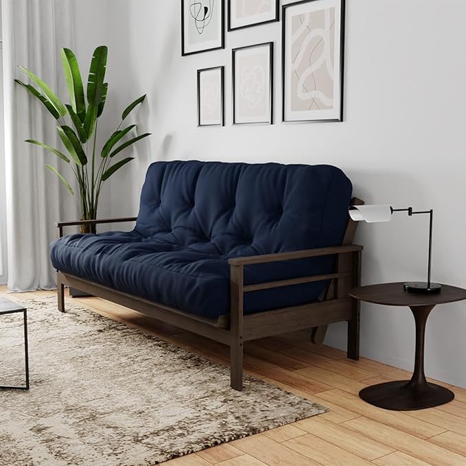 Royal Sleep Products by The Futon Factory 6 inch Foam Futon Mattress - Solid Navy Cover - Queen Size - CertiPUR Certified Foams - Made in USA - (Frame not Included)
