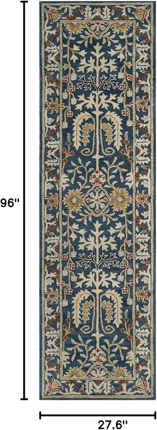 SAFAVIEH Antiquity Collection Runner Rug - 2'3" x 8', Dark Blue & Multi, Handmade Traditional Oriental Wool, Ideal for High Traffic Areas in Living Room, Bedroom (AT64B)