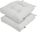 FUNHOME Outdoor Chair Cushions 19 x19 Inch,Water Resistant Tufted Seat Cushions 19",Reversible,Weather Resistant,Rounded Back Wicker Chair Cushion for Patio Garden Furniture(White Gray)