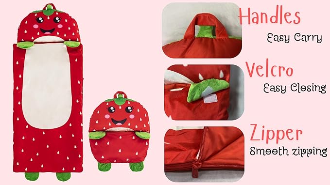 Kid's Nap Buddies Character Preschool Nap Mat, Toddler Sleeping Bag with Pillow for Daycare, Ages 3+