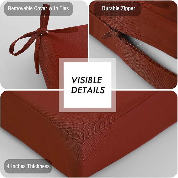 idee-home Outdoor Cushions for Patio Furniture, Outdoor Seat Cushion, Waterproof Couch Hampton Bay Deep Seat Replacement Chair Cushions for Garden Lawn Backyard Deck, 28.5 x 28.5