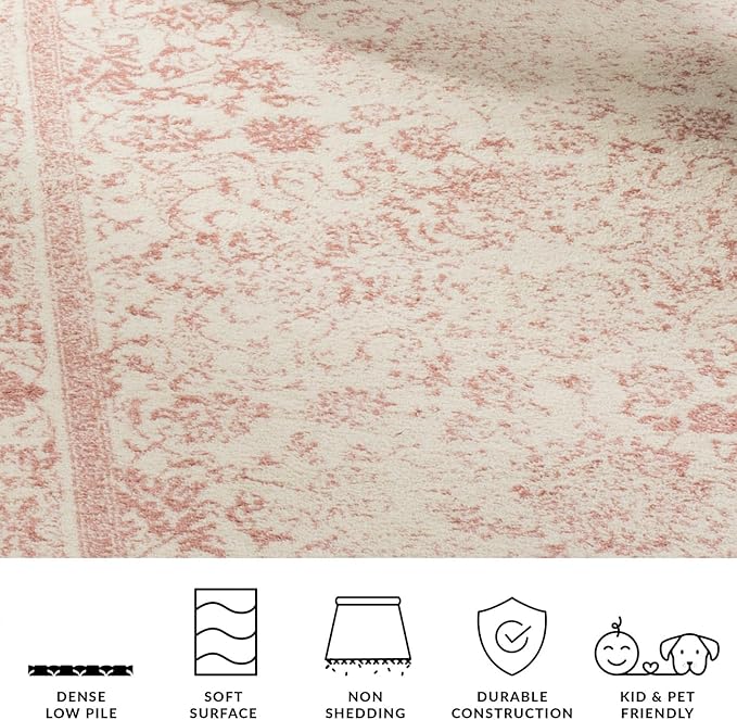 SAFAVIEH Area Rug 12x18 - Adirondack Collection - Large - Ivory & Rose, Distressed Vintage Floral Design, Non-Shedding & Easy to Clean, Ideal for Living Room, Bedroom, Dining Space (ADR109H)
