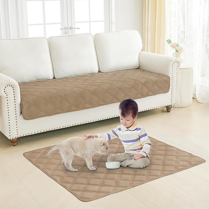 Smiry Waterproof Dog Bed Cover Blanket 52x82, Soft Reversible Pet Blanket, Washable Leakproof Cats Dogs Couch Cover for Sofa, Couch, Furniture, Lattice, Camel/Camel