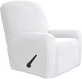 Easy-Going 4 Pieces Oversized Recliner Stretch Sofa Slipcover Sofa Cover Furniture Protector Couch Soft with Elastic Bottom Polyester Spandex Jacquard Fabric Small Checks Snow White, X-Large