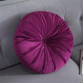 Round Throw Pillow Velvet Pumpkin Pleated Meditation Pillow Solid Color Home Decorative Throw Pillow Floor Cushion for Sofa Chair Living Room Decoration (Purple)