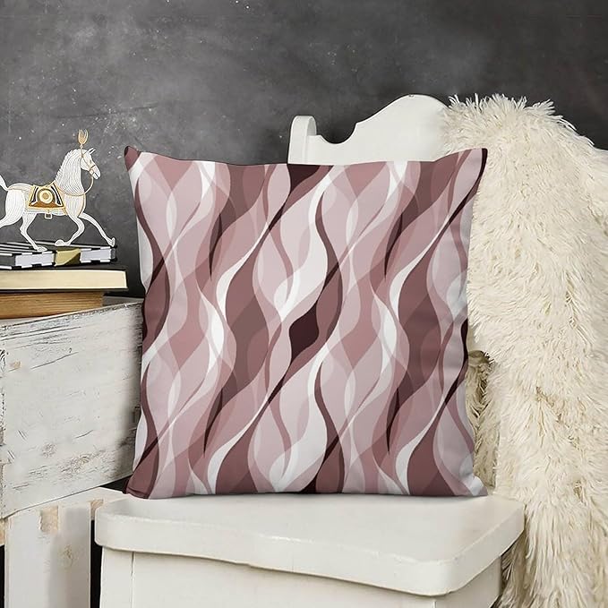 Pink Throw Pillow Covers Modern Abstract Pink and Grey Striped Decorations for Bedroom Living Room Farmhouse Sofa Pillows Bed Couch 20x20 Inch
