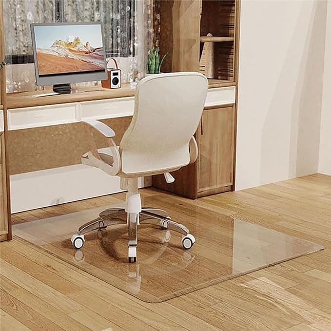 Office Chair Mat 48" x 60" for Carpet and Hardwood Floor, Beveled Edge for a Smooth Glide and Easy Roll On/Off, Heavy Duty and 4 Pcs Non-Slip Pad Floor Protector Ultimate Desk Chair Mat