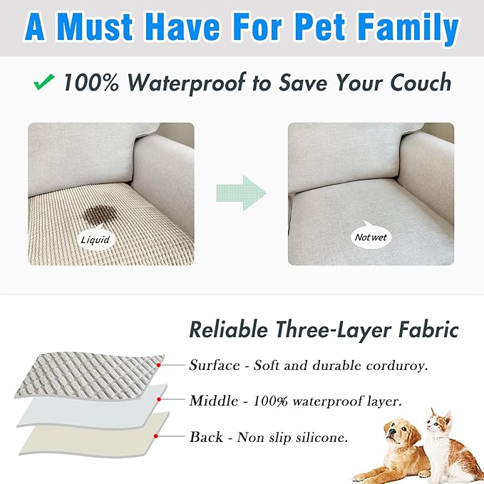 Couch Arm Covers, Sofa Arm Covers, Waterproof Armrest Cover for Sofa, Armchair, Loveseat, Headrest Cover, Non-Slip Recliner Arm Cover, Arm Chair Covers Set of 2 (Taupe, 19"×19")