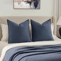 MIULEE Decorative Euro Sham Pillow Covers 24x24, 2 Pack Large Boho Farmhouse Neutral Throw Pillows for Bed, Thick Textured Modern Linen Cushion Cases Couch Sofa Living Room Home Decor, Navy Blue
