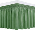 Biscaynebay Wrap Around Bed Skirts for King & Cal King Beds Short Drop of 12", Sage Adjustable Elastic Dust Ruffles Easy Fit Wrinkle Resistant Silky Luxurious Fabric Machine Washable