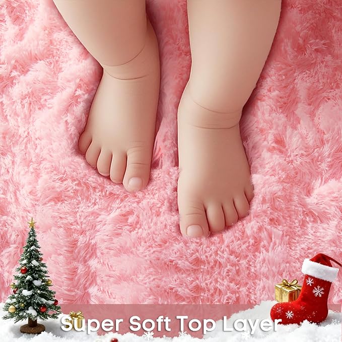 Ophanie Round Rugs 6Ft Pink Circle Area Rug, Fuzzy Bedroom Carpet, Large Shag Plush Floor Kawaii Christmas Living Room Rugs 6 foot,Cute Room Decor for Kids Teen Girls Baby Home Decor Aesthetic,Nursery