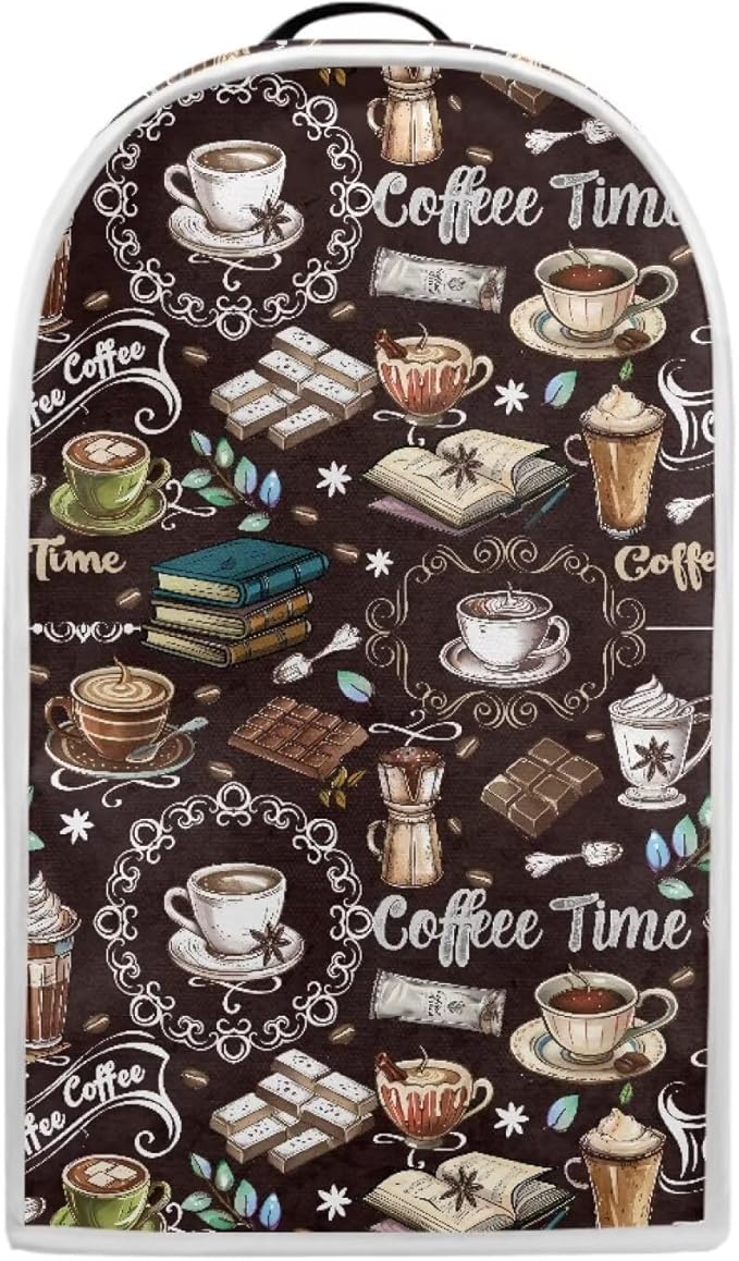 Talayituse Coffee Chocolate Book Print Blender Dust Cover with Handle, Stand Mixer or Coffee Maker Appliance Covers Anti Fingerprint Dust Proof Stain Resistant Blender Cover for Home Kitchen