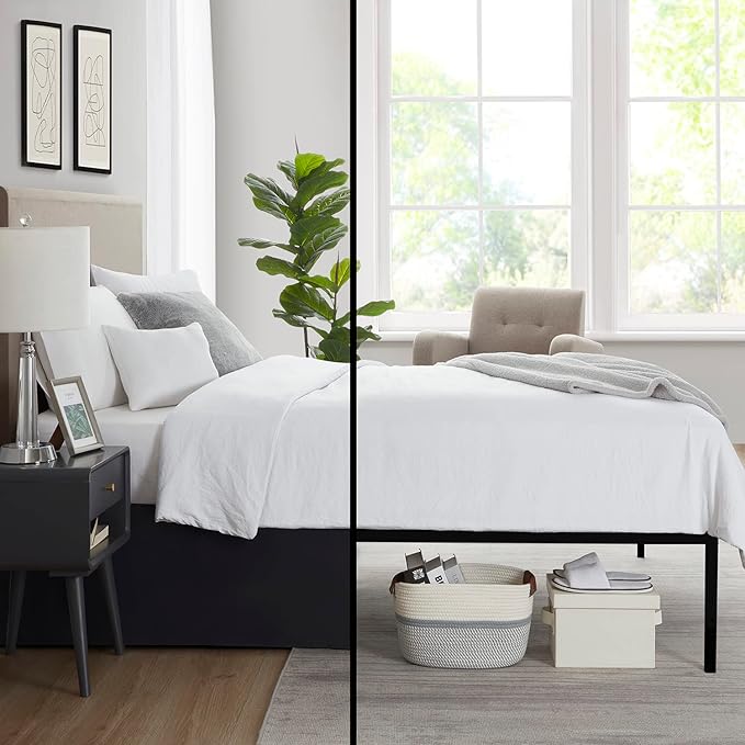Nestl Black Bed Skirt Queen Size - Queen Bed Skirt 14 Inch Drop - Brushed Microfiber Bed Skirts - Hotel Quality Pleated Bed Skirt - Shrinkage & Fade Resistant