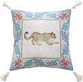 patdrea Designer Throw Pillow Covers for Couch 18"x18",Vintage French Linen Pillows Cover with Cheetah Pattern and White Pendant,Farmhouse Decorative Square Pillowcases for Bed Living Room Outdoor