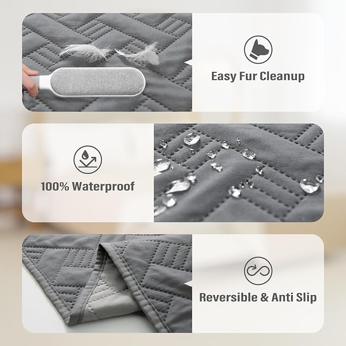 BOCTOPUG Dog Bed Cover for Pets Blankets Rug Pads for Couch Protection Waterproof Bed Covers Dog Blanket Furniture Protector Reusable Changing Pad (Dark Grey+Light Grey, 40"x60")