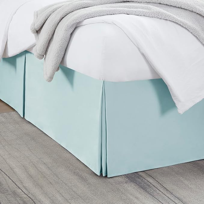 Nestl Light Baby Blue Bed Skirt Cal King Size - Cal King Bed Skirt 14 Inch Drop - Brushed Microfiber Bed Skirts - Hotel Quality Pleated Bed Skirt - Shrinkage & Fade Resistant