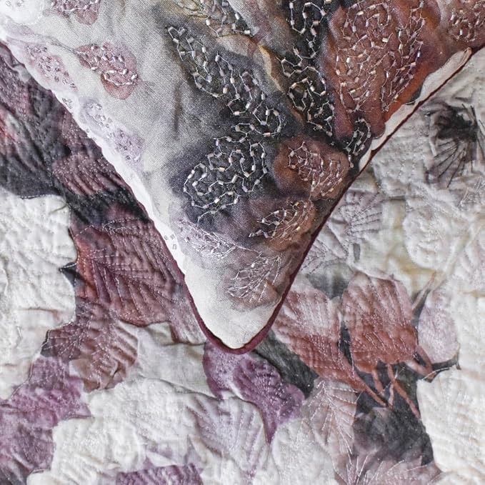 The HomeCentric King/Queen/Twin Purple Decorative Full 68"x18" Bed Runner Without Pillow Cover, Floral, Roses, Bead Embroidery & Handmade Bed Scarf on Jacquard Fabric - Wood Rose