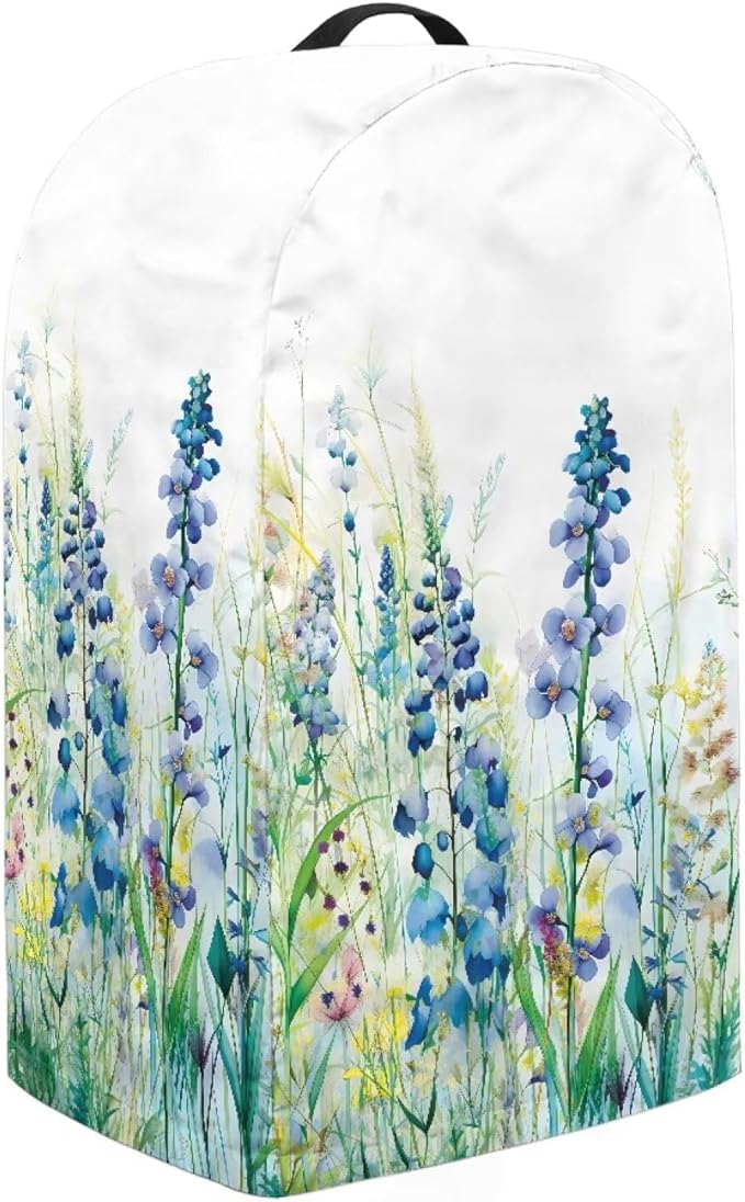 Blue Lavender Floral Kitchen Blender Cover Food Processor Dust Cover with Drawstring and Top Handle, Dust Protection Easy to Clean Small Appliance Coffee Maker Cover Juicer Cover