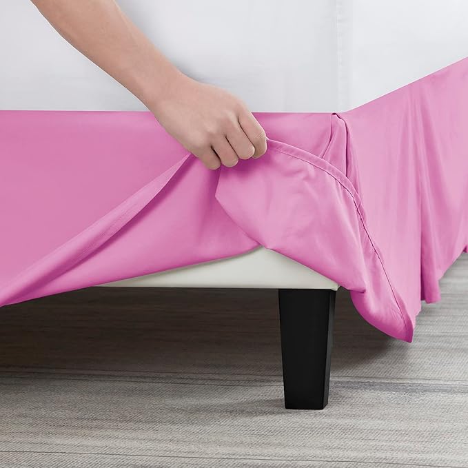 Nestl Light Pink Full XL Bed Skirt - Full XL Size Bed Skirt 14 Inch Drop - Brushed Microfiber Bed Skirts - Hotel Quality Pleated Bed Skirt - Shrinkage & Fade Resistant