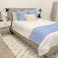 Bed Runner Set - 100% Pure Cotton 800 Thread Count - Luxury 1 Pinch Pleated Bed Runner and 2 Pillow Cover - 3 Piece Pinch Pleated Bed Runner Set California King, Light Blue