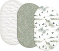Bassinet Sheets for Baby Girls Boys 2 Pack, Fitted Baby Mattress Sheet for Rectangle, Oval, Hourglass Bassinet Mattress, Breathable Cozy & Universal Fit (Sage Trail)