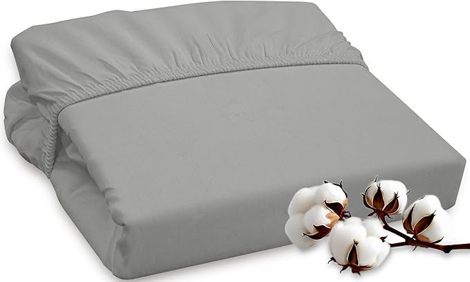ROYALE LINENS 300 Thread Count 100% Long Staple Combed Cotton Fitted Sheet King - Super Soft Deep Pocket Bottom Sheet - Fitted Sheets Only - Elastic Sheets (King, Silver)