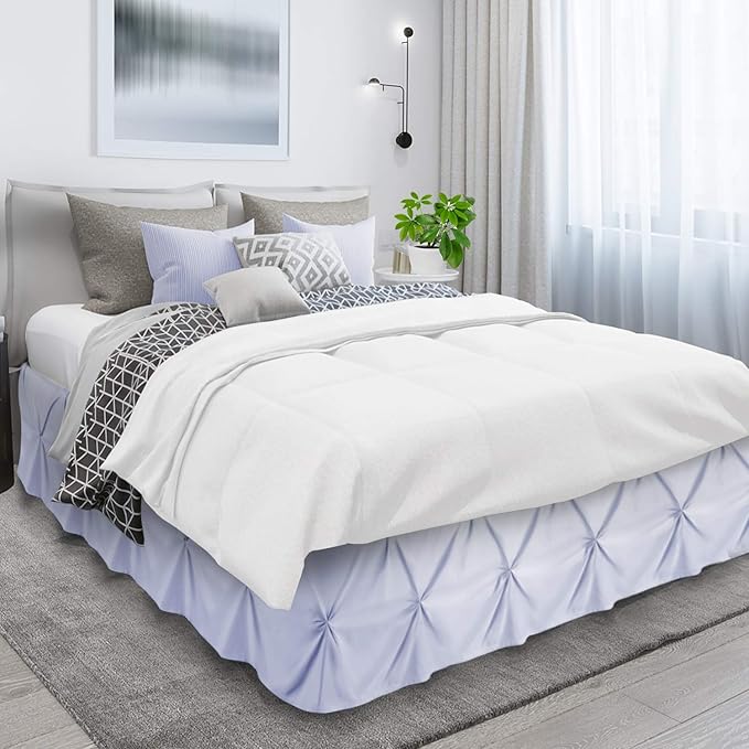 Nestl Ice Blue Bed Skirt Queen Size, Pinch Pleat Queen Bed Skirt, 14" Inch Drop Queen Bedskirt, Hotel Quality Ice Blue Bed Skirts, Premium Microfiber Bedskirt for Queen Bed, Ice Blue Queen Bed Skirt