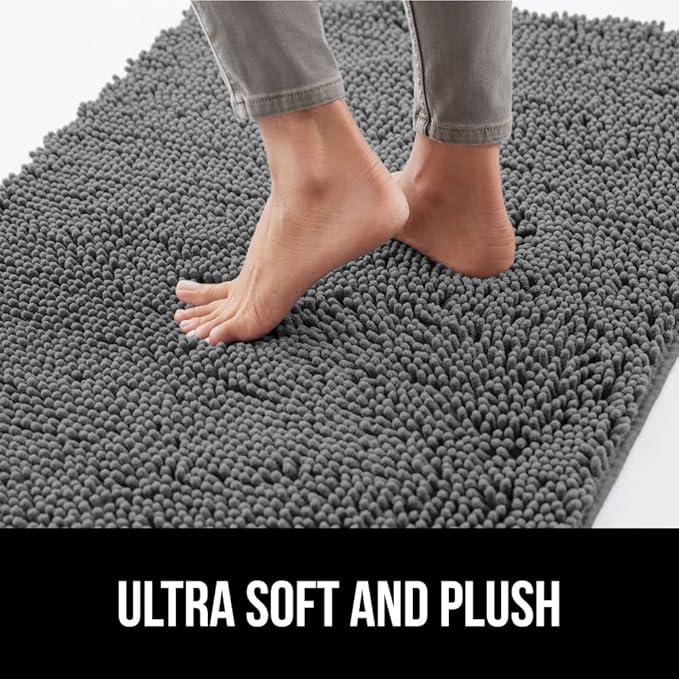 GORILLA GRIP SOAKSTOPPER Dog Door Mat, 30x20 Machine Washable Rug Absorbent Doormat Captures Moisture Mud Dirt, Quick Dry Soft Chenille Entryway Rugs Indoor Entrance Mats for Dog Paws, Gray