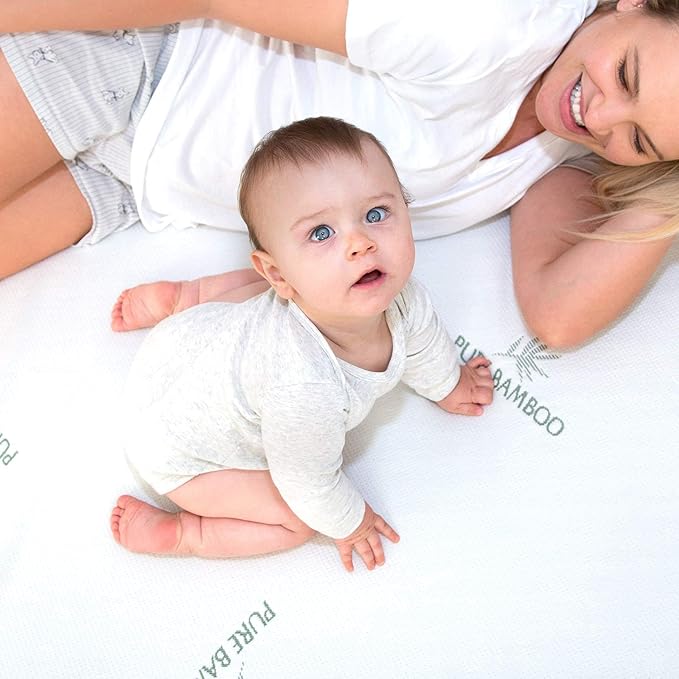 Twin Mattress Protector by PURE BAMBOO, Waterproof - Viscose Derived from Bamboo, Breathable, Noiseless Mattress Cover Protects Against Moisture, Spills, Stains (Twin)