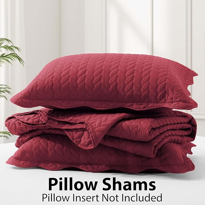 IR Imperial Rooms 8 Pack California King Quilt Bedding Set (118"x106") - Bulk Wholesale for Hotels, Guest Bedroom & Airbnbs - Lightweight Microfiber Reversible Embossed Quilts Bedspread (Burgundy)