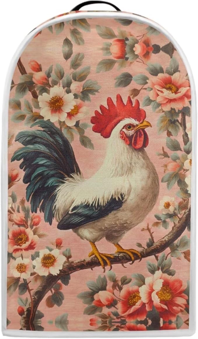 Rooster Flower Print Blender Dust Cover Stand Mixer or Coffee Maker Appliance Covers Anti Fingerprint Polyester Dust Proof Stain Resistant Blender Cover for Home Kitchen