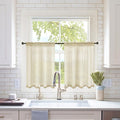 MIULEE 2 Panels Kitchen Tiers Half Window Sheer Curtains Rod Pocket Translucent Voile Drape for Kitchen Bathroom Small Windows 29 by 36 Inch Beige