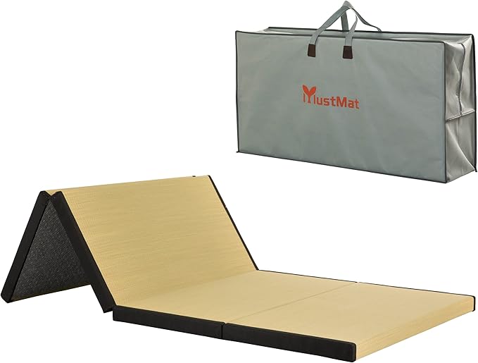 MustMat Thick Tatami Mat Twin XL Floor Mattress Japanese Tatami Bed with Storage Bag 39 x 80 x 2 in (Black)