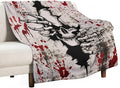 Horror Skull Throw Blanket, Halloween Day of The Dead Vintage Gothic Scary Blood Hand Soft Warm Fleece Blanket for Bed Couch Living Room All Season, 40"x50"