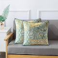 NEWLAKE Green Bohemian Floral Style Cotton Throw Pillow Covers (2 Pieces, 18X18 Inch)