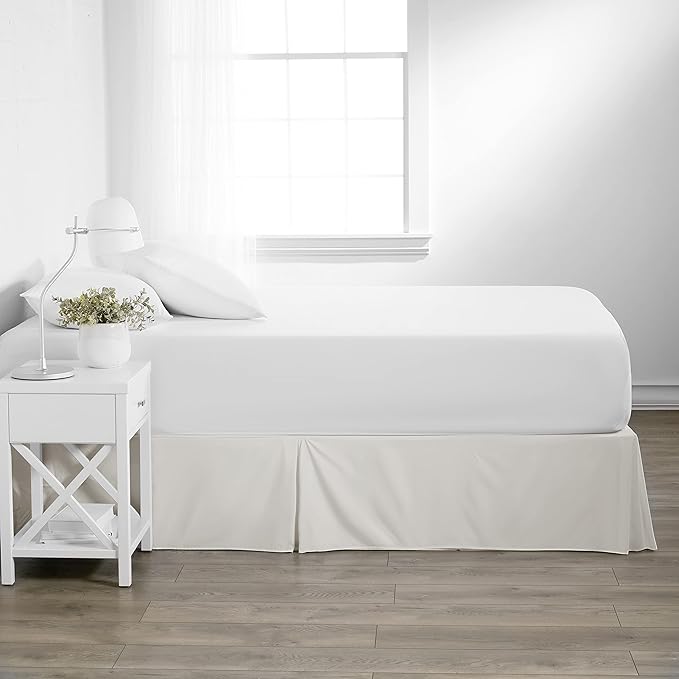Linen Market Bed Skirt - Ultra Soft Microfiber - Easy Fit with 14 Inch Tailored Drop - Hotel Quality, Shrinkage & Fade Resistant - Bed Cover - Queen Bed Set - Bedroom Décor - (Queen, Ivory)